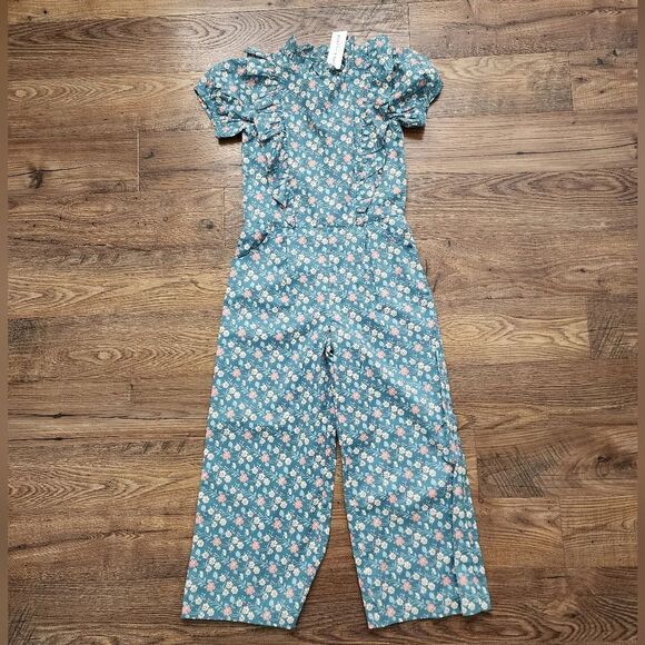 Janie and Jack Floral Jumpsuit with Ruffle Sleeves Size 8 - Picture 1 of 2